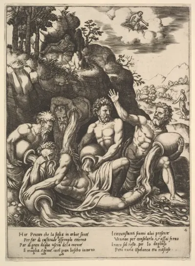 River gods consoling Peneus for the Loss of his Daughter, Daphne, from "Story of Apollo and Daphne"
