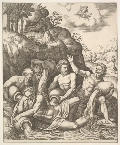 River gods consoling Peneus for the Loss of his Daughter, Daphne from 'The Story of Apollo and Daphne'