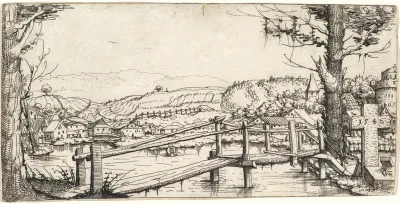 River Landscape with a Footbridge