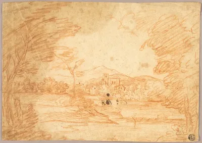 River Landscape with Buildings