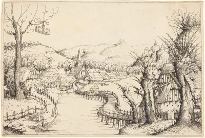 River Landscape with Wooden Bridge
