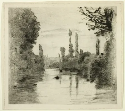 River Scene with Boat (Large plate)