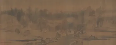 River Village in Autumn Dawn