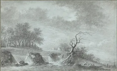 Riverscape with a Waterfall