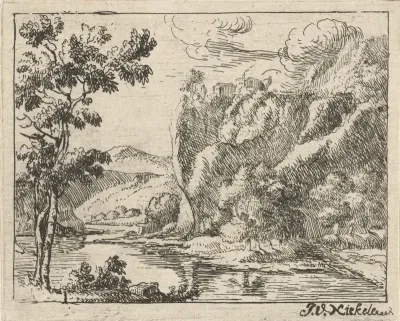 Rivier langs de rotsen