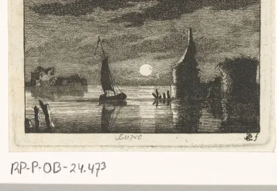 Riviergezicht bij volle maan