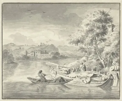 Riviergezicht met boten