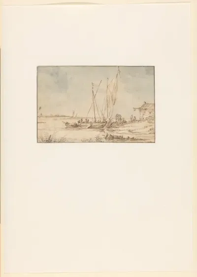 Riviergezicht met een boot