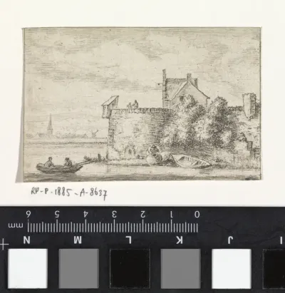 Riviergezicht met een stadswal