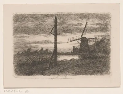 Riviergezicht met molen