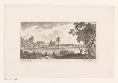 Riviergezicht met watermolen