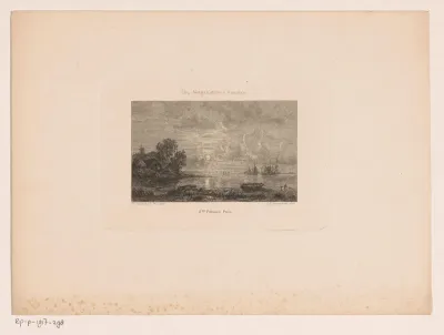 Rivierlandschap bij maanlicht
