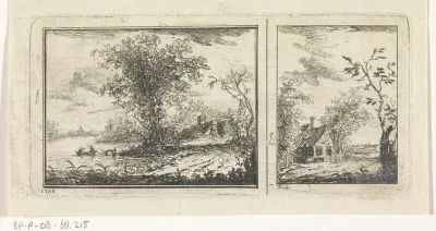 Rivierlandschap en woning in landschap