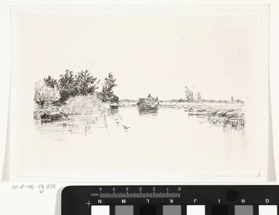 Rivierlandschap met beladen schuit
