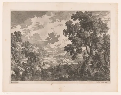 Rivierlandschap met bochtige weg