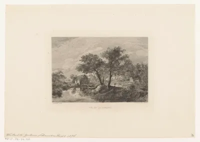 Rivierlandschap met bomen en waterrad