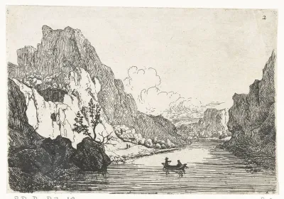 Rivierlandschap met boot