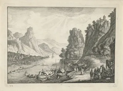 Rivierlandschap met bootverkeer