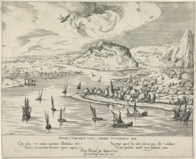 Rivierlandschap met Daedalus en Icarus