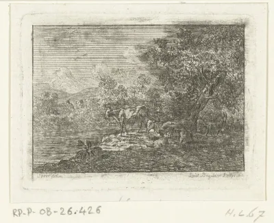 Rivierlandschap met dieren