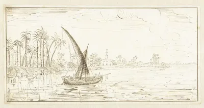 Rivierlandschap met een boot op de Nijl