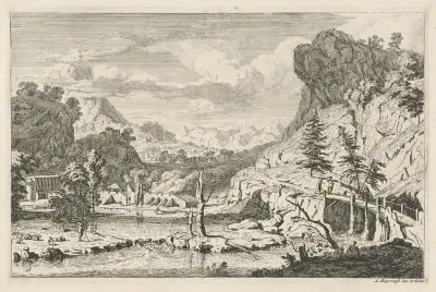 Rivierlandschap met een brug