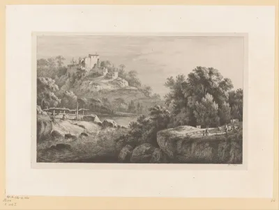 Rivierlandschap met een dam te Saint-Fortunat bij Saint-Didier