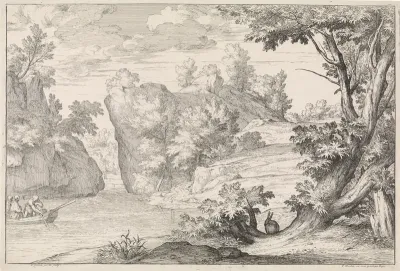 Rivierlandschap met een haas