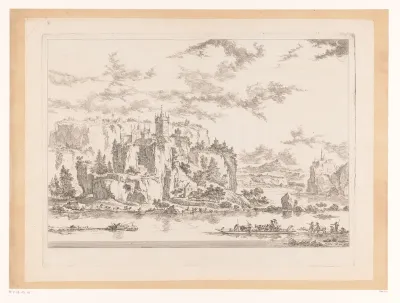 Rivierlandschap met een kasteel op een klif