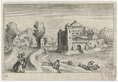 Rivierlandschap met een kasteel