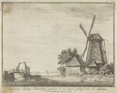 Rivierlandschap met een molen
