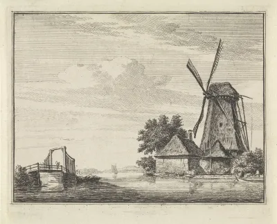 Rivierlandschap met een molen
