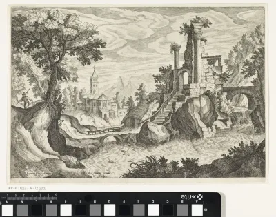 Rivierlandschap met een ruïne