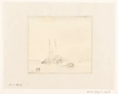 Rivierlandschap met enkele boten
