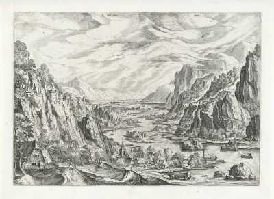 Rivierlandschap met enkele dorpen