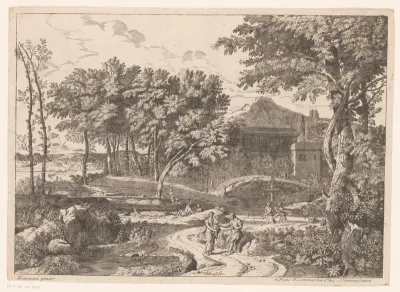 Rivierlandschap met figuren