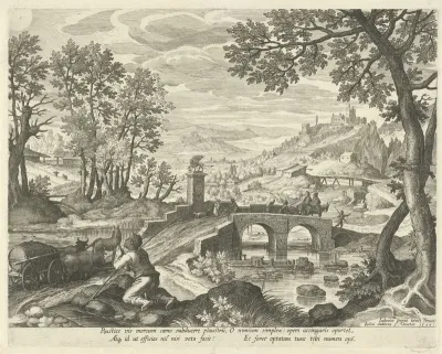 Rivierlandschap met Hercules en de voerman