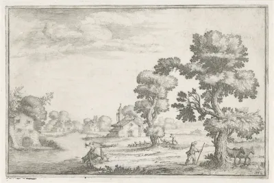 Rivierlandschap met herders