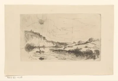 Rivierlandschap met heuvels
