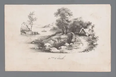 Rivierlandschap met huizen