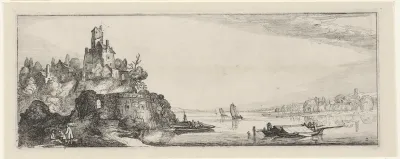 Rivierlandschap met kasteel