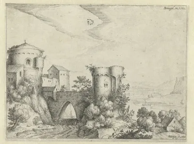 Rivierlandschap met kasteel