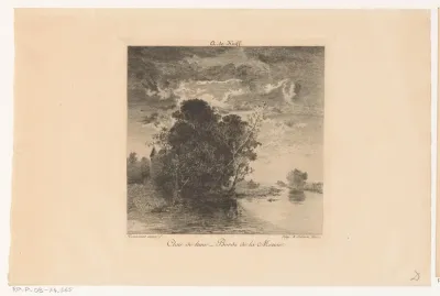Rivierlandschap met kasteel bij maanlicht