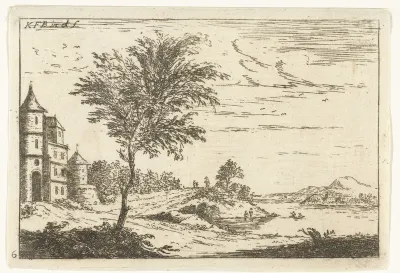 Rivierlandschap met kasteel