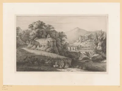Rivierlandschap met kerk te Châtillon-d'Azergues