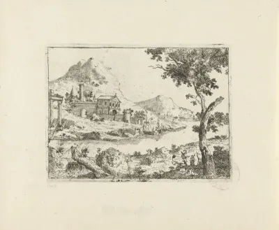 Rivierlandschap met kerk