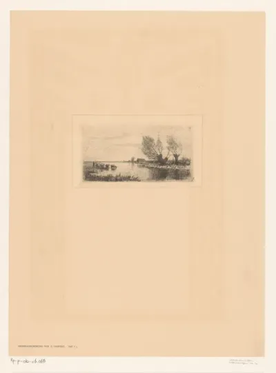 Rivierlandschap met knotwilgen