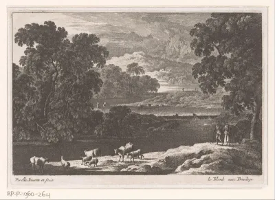 Rivierlandschap met kudde vee