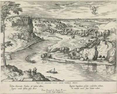 Rivierlandschap met Mercurius en Psyche