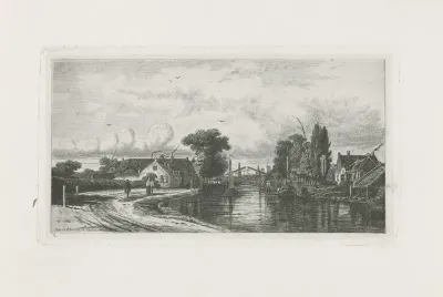 Rivierlandschap met ophaalbrug